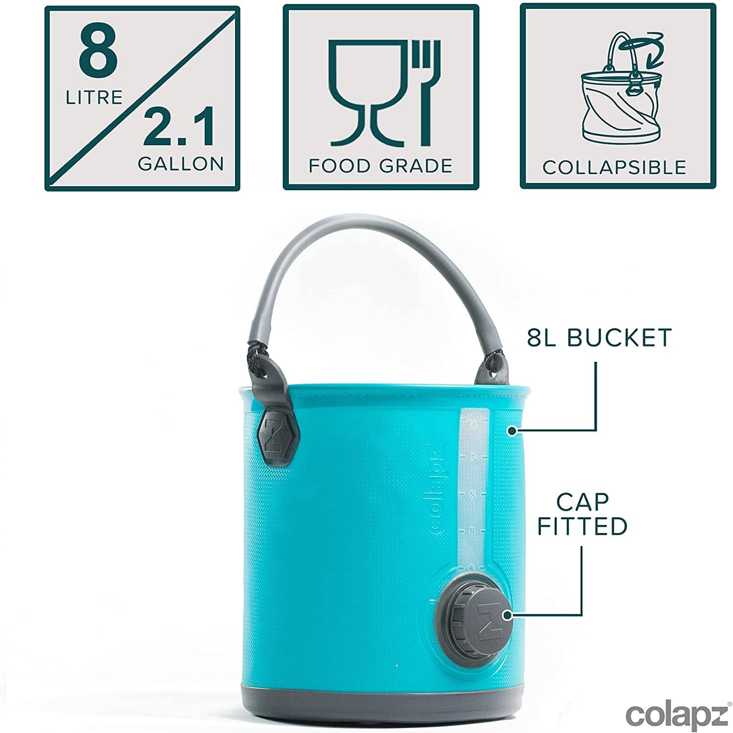 2-In-1 Collapsible Camping Water Container with Spigot - 2 Gallon Portable Bucket & Camping Water Jug with Spout - Sports Water Jug - RV Bucket - Water Jug Dispenser