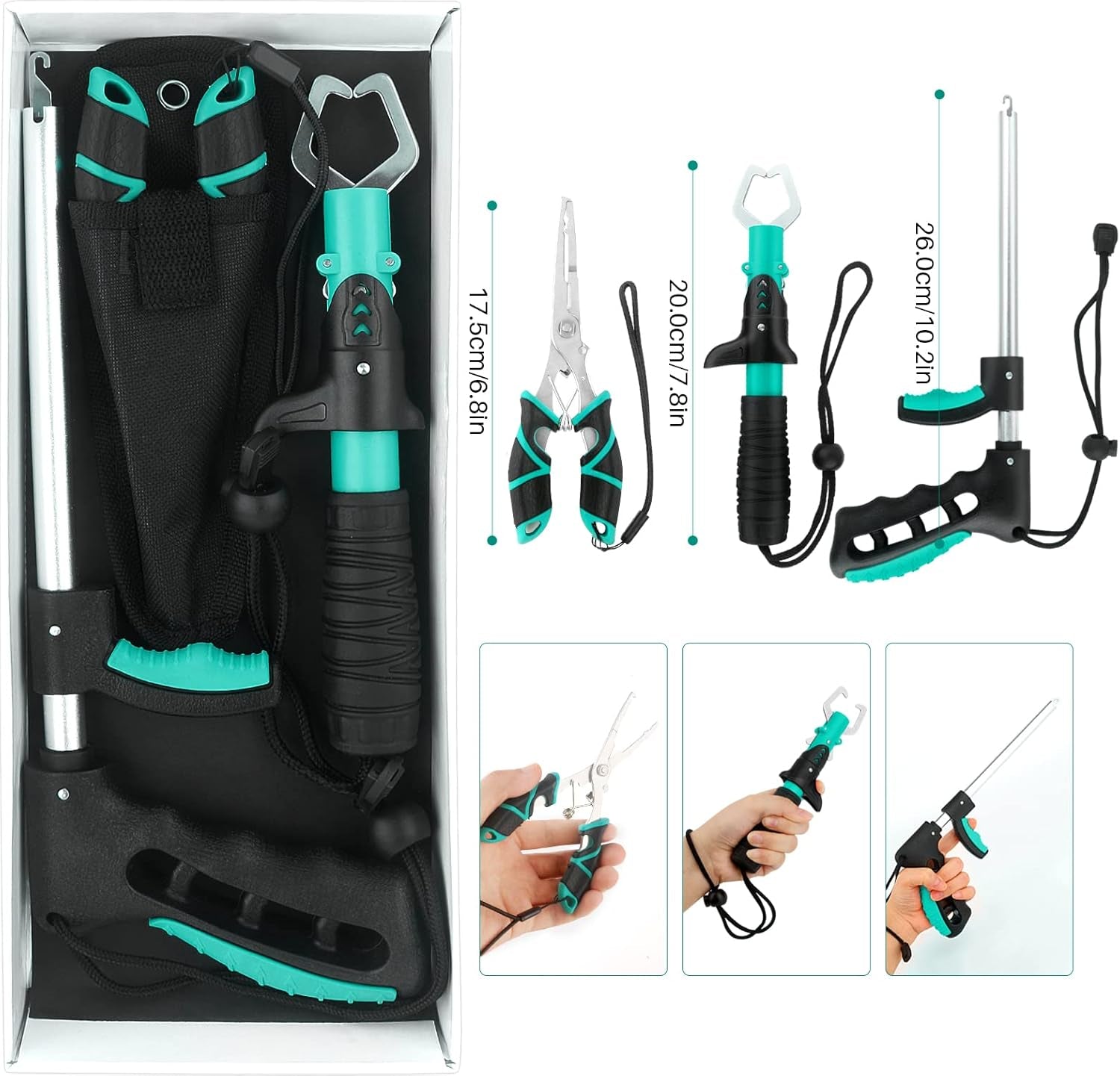 Fishing Tool Kit Fishing Pliers, Fish Lip Gripper, Fishing Hook Remover, Handheld Digital Fishing Scale, Ice Fly Fish Pliers Fishing Gear Accessories Fishermen Gift (Battery Not Included)