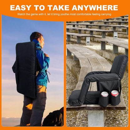 Double Heated Stadium Seat Bleacher Seat with 20000Mah Power Bank, 3 Heat Modes, Portable 6 Reclinng Positions Bleacher Seats with Back & Arm Support for Sports Events