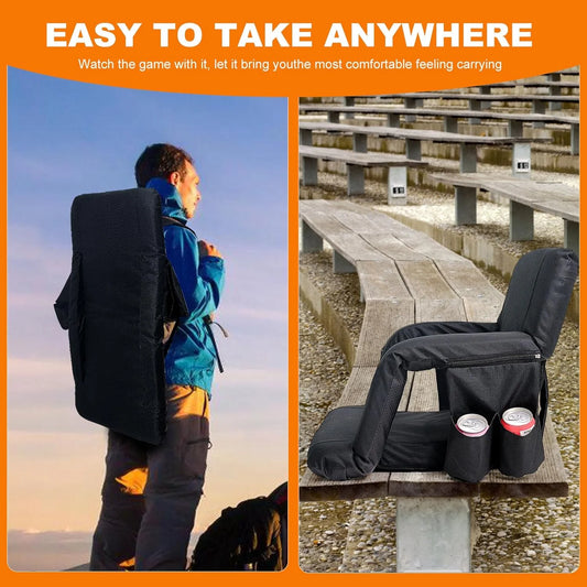 Double Heated Stadium Seat Bleacher Seat with 20000Mah Power Bank, 3 Heat Modes, Portable 6 Reclinng Positions Bleacher Seats with Back & Arm Support for Sports Events