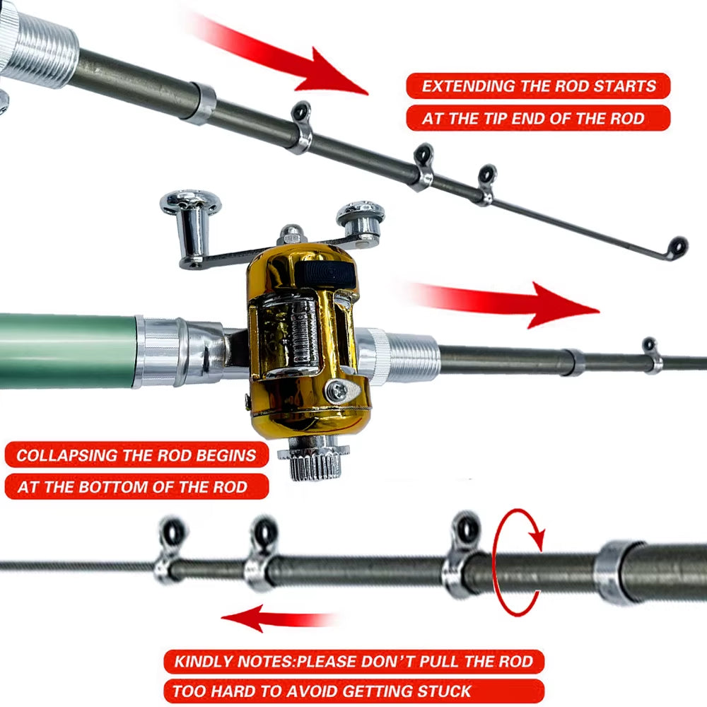 Outdoor Portable Mini Pen Fishing Rod Telescopic Pocket Pen Fishing Rod Mini Fishing Reel Fishing Accessories