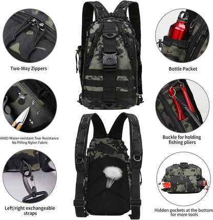 Fishing Backpack Storage Bag Outdoor Tackle Bag Large Fishing Tackle Bag Water-Resistant Outdoor Shoulder Backpack Fishing Gear Bag(Upgraded Version)