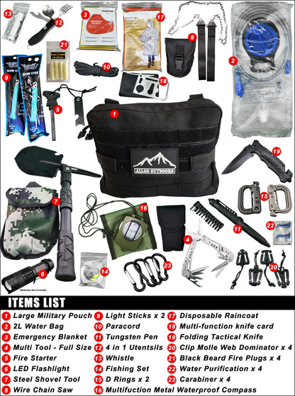 Ultimate Survival and Med Kit Complete 35L Bug Out Bag Backpack - Black