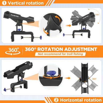 Fishing Boat Rods Holder Large Clamp Opening 360 Degree Adjustable Fishing Rod Racks Folding Holder