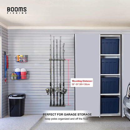 Rod Holder for Garage: Wall Mount Fishing Pole Holders for Garage | Fishing Rod Rack Holds up to 10 Rods, Vertical/Horizontal/Ceiling Fishing Pole Racks, WV4 Gray + Black