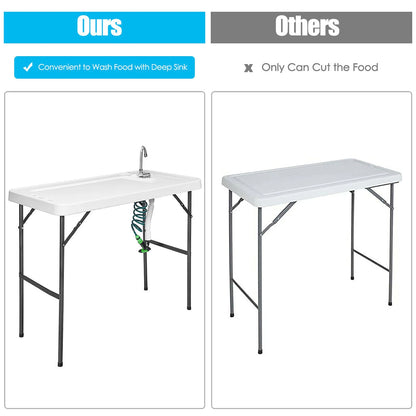 Folding Fish Table Hunting Clean Cutting Camping Sink Faucet W Sprayer