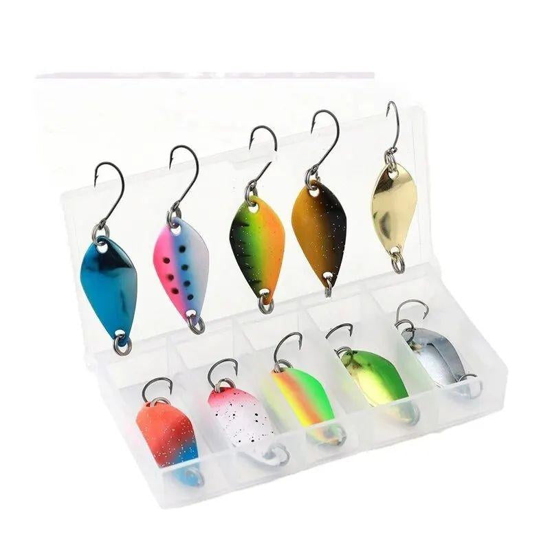 Artificial Fishing Lure, 1 Box 2.5G/3.5G/5G Fishing Kit, Jig Spoon Lure Bait Set, Hard Metal Spinner Wobbler Spoon Lure, Trout Bass Area Fishing Gear Lure, Spoon Bait