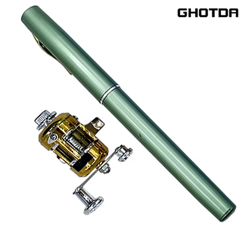 Outdoor Portable Mini Pen Fishing Rod Telescopic Pocket Pen Fishing Rod Mini Fishing Reel Fishing Accessories