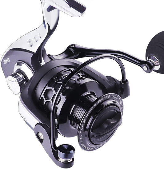 All Aluminum Metal Fishing Reel Powerful GK1000-7000 High Speed 5.2:1 Spinning Reel Ultra Smooth Hollowed Spool for Freshwater Saltwater, GK6000