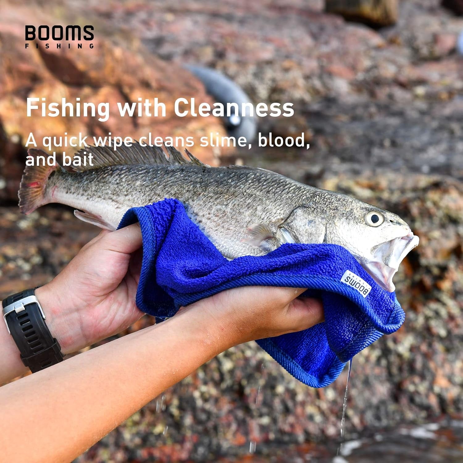 B0T Microfiber Fishing Towel with Clip, 3 Pack Blue