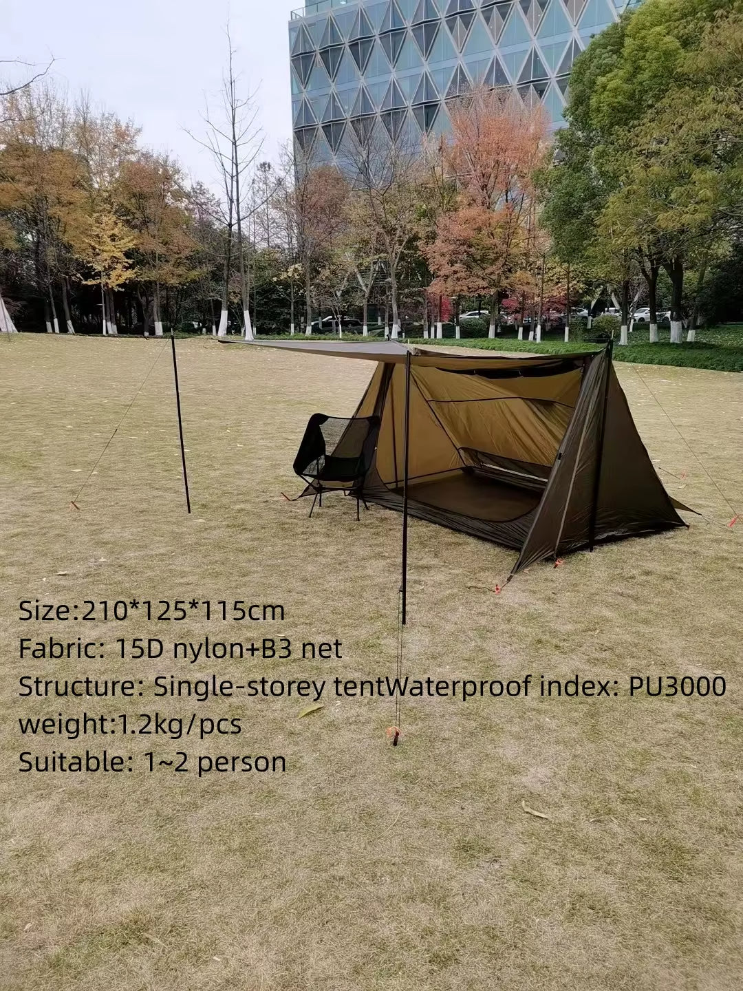 Ultralight Bushcraft Shelter,Brown,Army Green and Black, Backwoods Shelter