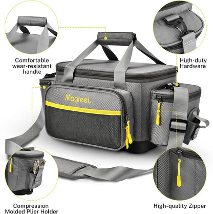 Fishing Tackle Bag, Water-Resistant Polyester Fishing Tackle Storage Shoulder Bag with Padded Shoulder Strap and Non-Slip Base Suitable for 3600 Tackle Box