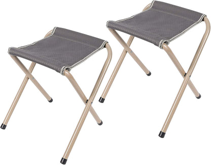Folding Camp Stools for Adults Heavy Duty, 15 Inch Tall Lightweight Portable Backpacking Stool Seat 300Lbs Capacity, Blue and Grey 2 Pack