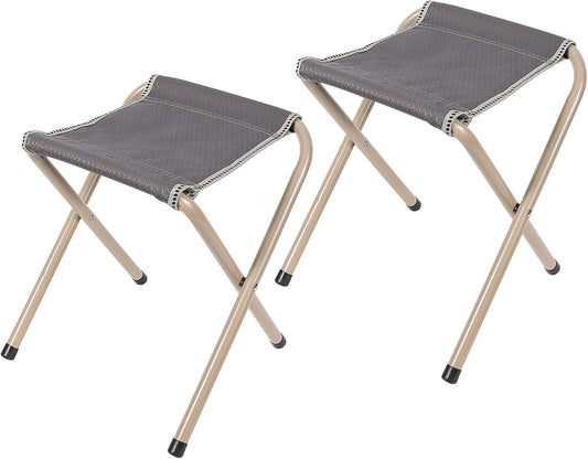 Folding Camp Stools for Adults Heavy Duty, 15 Inch Tall Lightweight Portable Backpacking Stool Seat 300Lbs Capacity, Blue and Grey 2 Pack