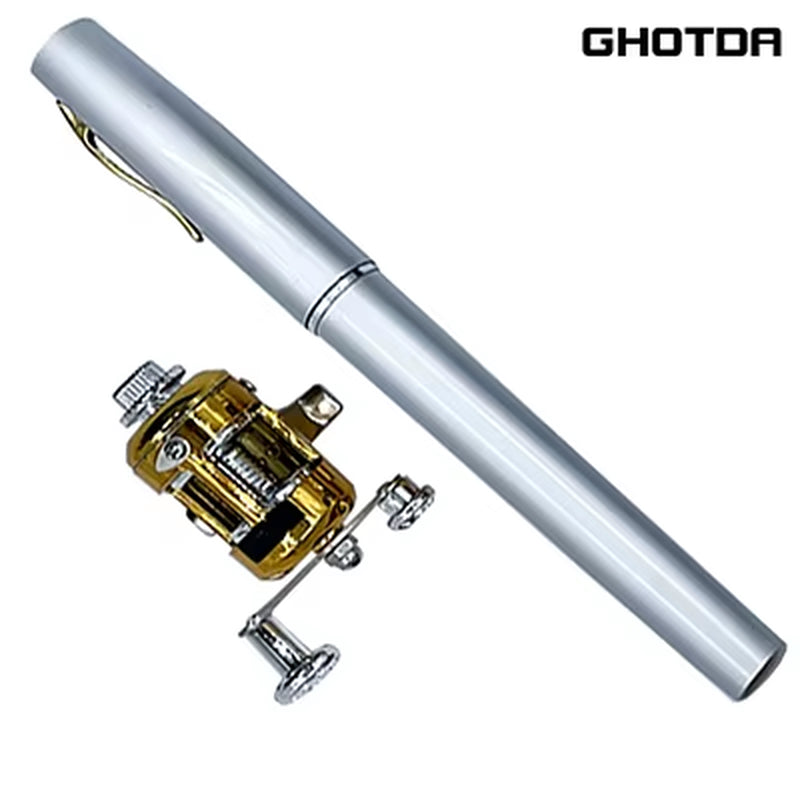 Outdoor Portable Mini Pen Fishing Rod Telescopic Pocket Pen Fishing Rod Mini Fishing Reel Fishing Accessories
