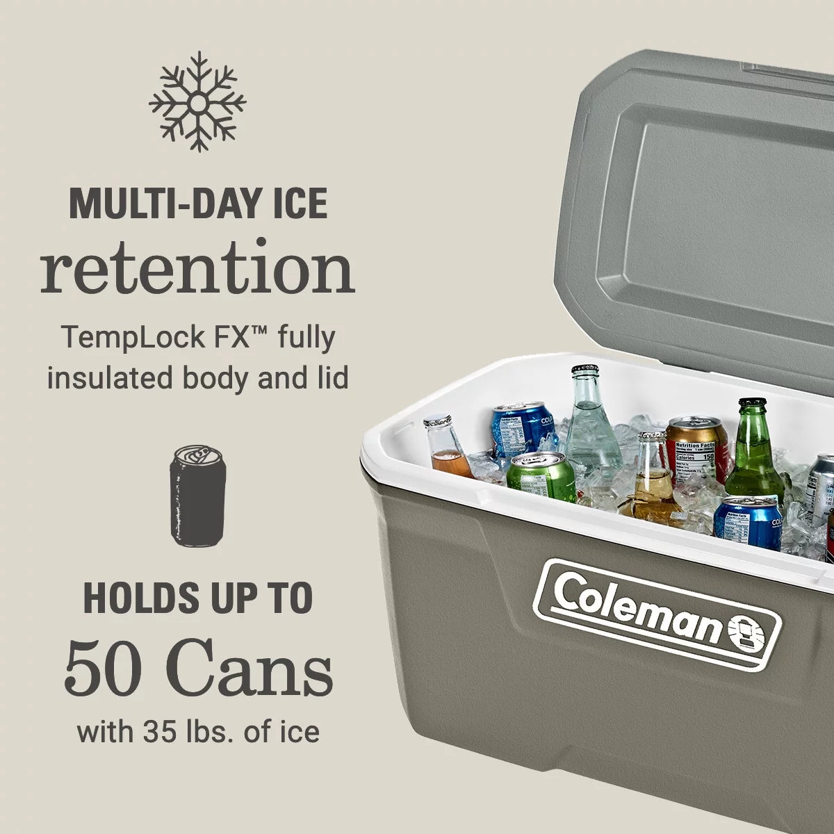 316 Series 70QT Hard Chest Cooler, Silver Ash