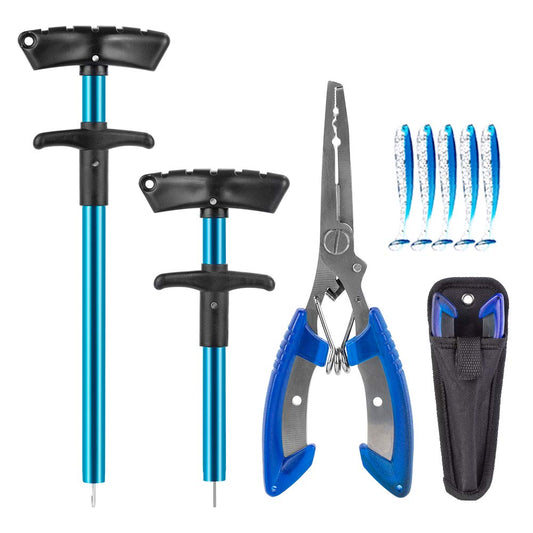 Beswlz Fish Hook Remover 3 Pieces,Squeeze-Out Fish Hook Separator Tools Fishing Pliers Stainless Steel with Sheath,Portable Fishing Extractor Tool Set for Fishing Minimize Injuries