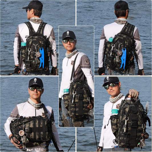 Fishing Backpack Storage Bag Outdoor Tackle Bag Large Fishing Tackle Bag Water-Resistant Outdoor Shoulder Backpack Fishing Gear Bag(Upgraded Version)