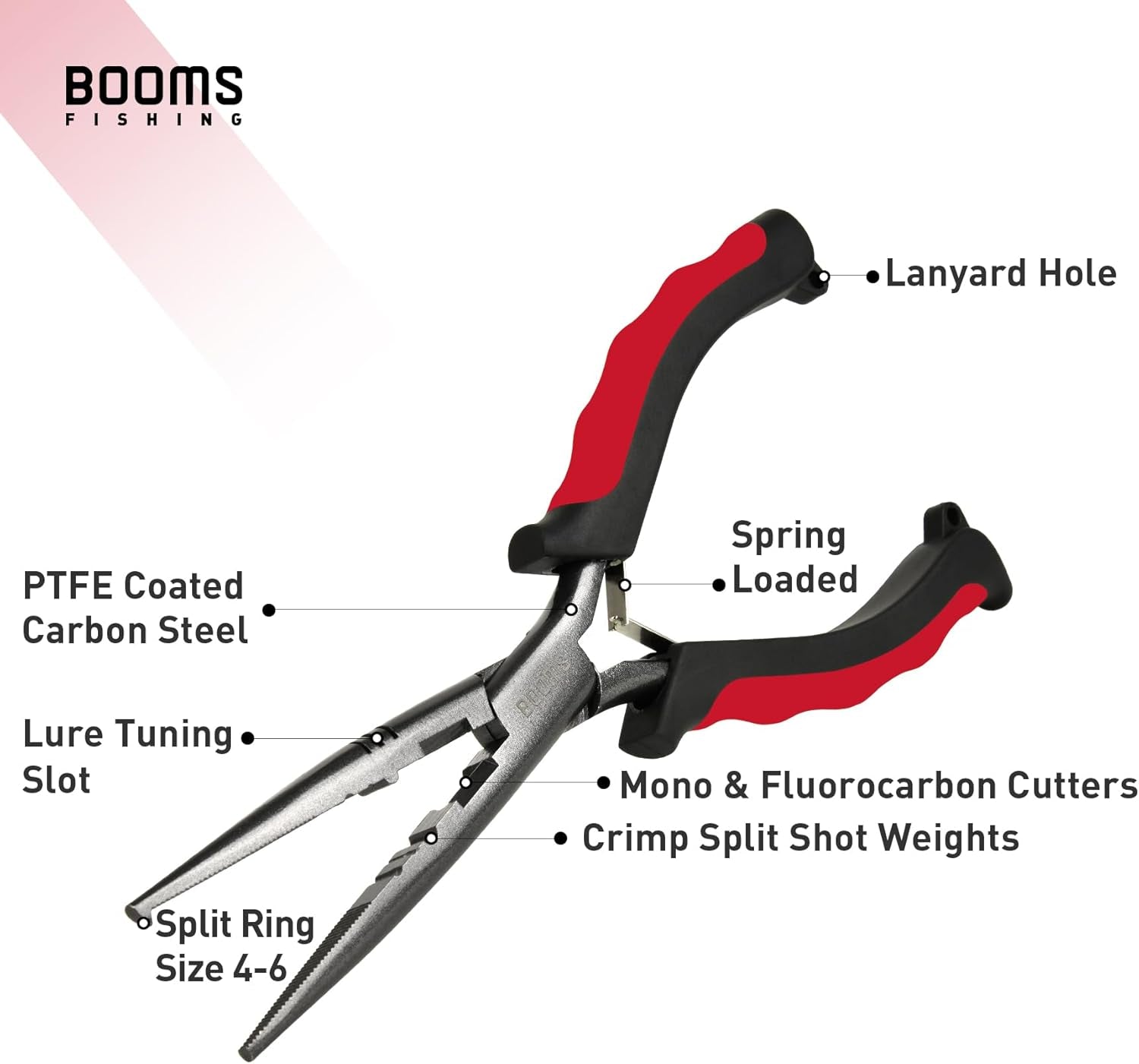F03 Needle Nose Fishing Pliers, 9" Fisherman'S Pliers, Long Nose Hook Remover, Saltwater Resistant Fishing Gear, Red