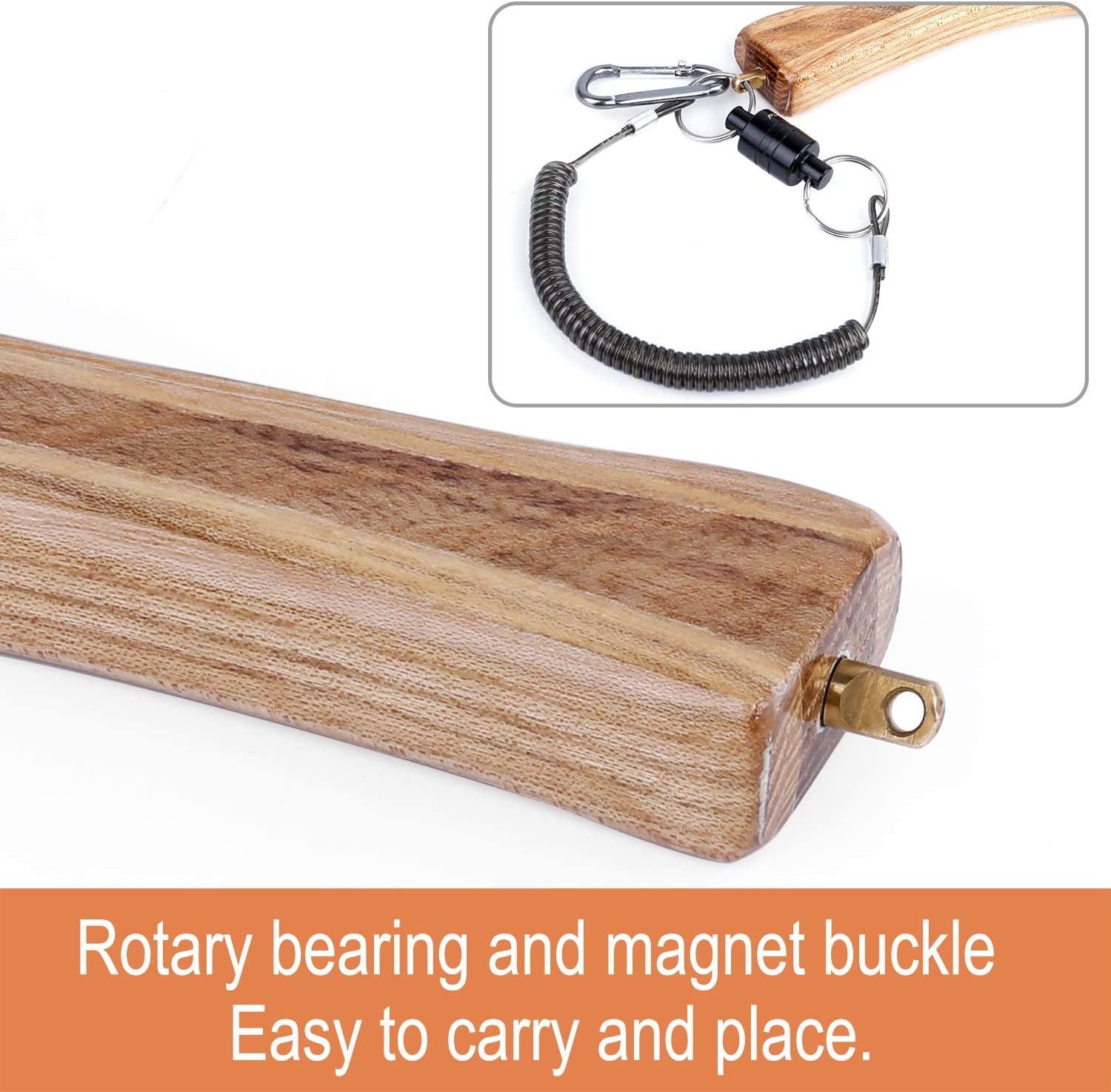 Fly Fishing Net, Wooden Frame Fishing Landing Net with Magnetic Release, Soft Rubber Mesh Net for Trout Bass Catch and Release, Magnetic Fly Fishing Gear