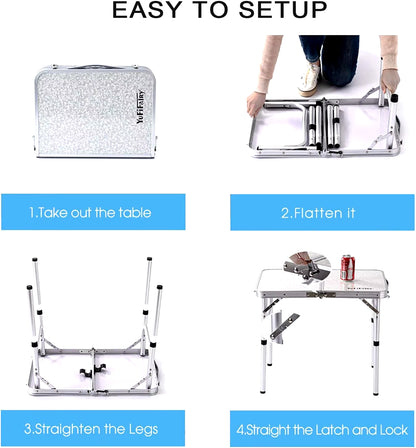 Portable Foldable Camping Table - Stainless Steel Outdoor Furniture for Picnics and Nature Hikes