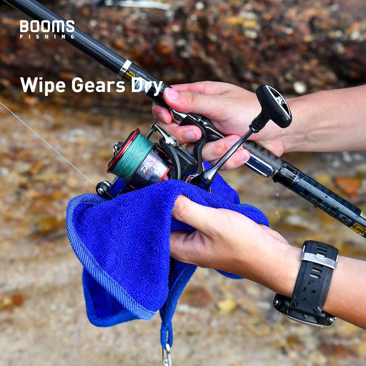 B0T Microfiber Fishing Towel with Clip, 3 Pack Blue
