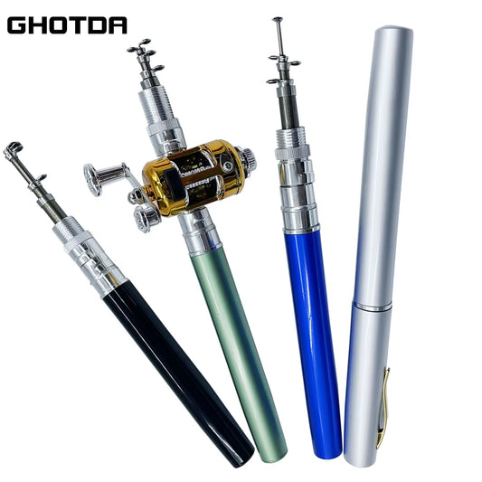 Outdoor Portable Mini Pen Fishing Rod Telescopic Pocket Pen Fishing Rod Mini Fishing Reel Fishing Accessories