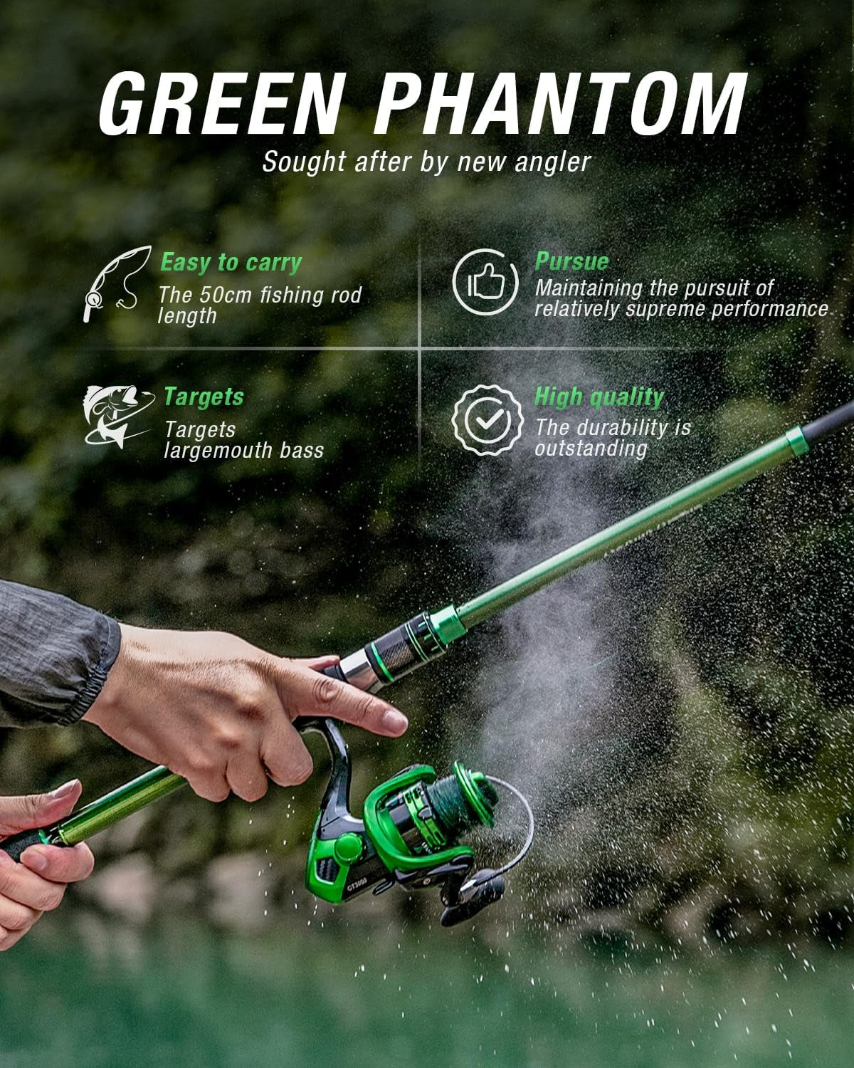 Fishing Rod and Reel Combo Graphite Telescoping Fishing Pole Collapsible Portable Travel Kit with Carrier Bag for Freshwater Fishing Gift for Men Women