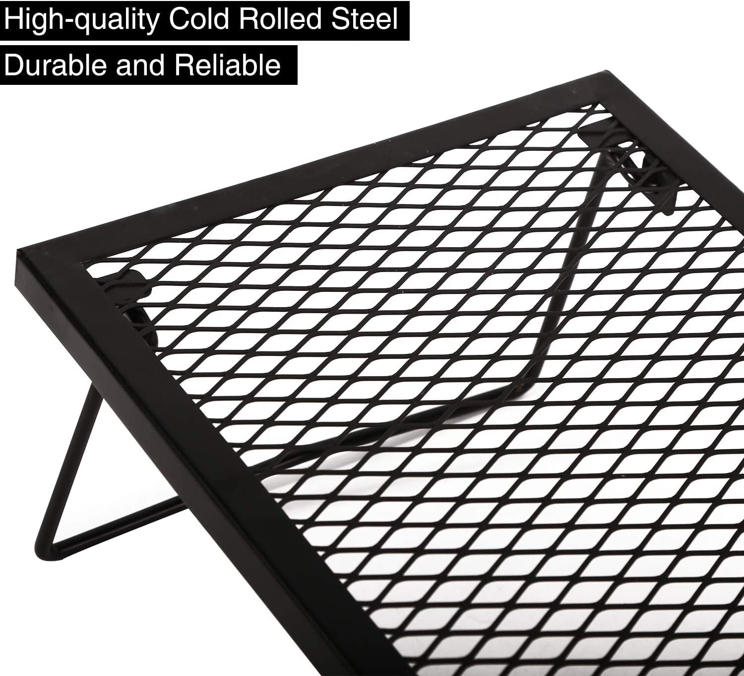 Folding Campfire Grill Heavy Duty Steel Grate, Portable Camp Fire Cooking Racks for over Fire Pit
