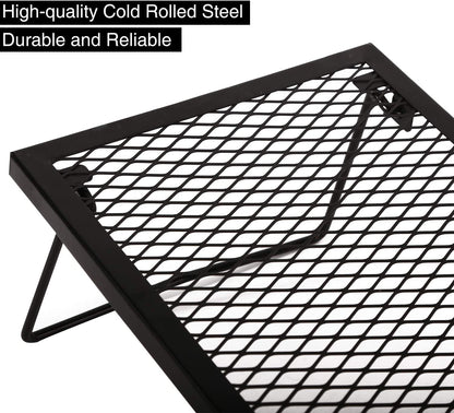 Folding Campfire Grill Heavy Duty Steel Grate, Portable Camp Fire Cooking Racks for over Fire Pit