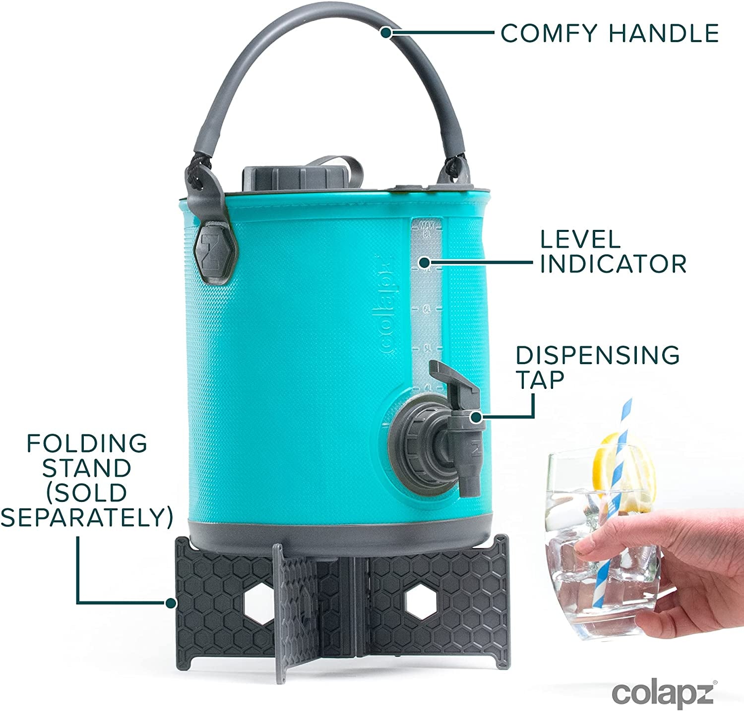 2-In-1 Collapsible Camping Water Container with Spigot - 2 Gallon Portable Bucket & Camping Water Jug with Spout - Sports Water Jug - RV Bucket - Water Jug Dispenser
