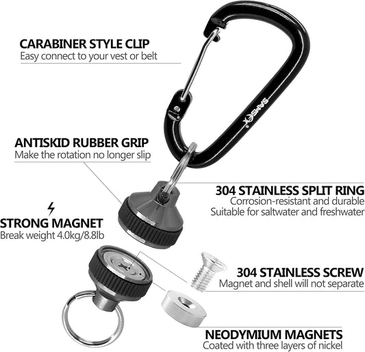 Fishing Strongest Magnetic Net Release Magnet Clip Holder Retractor with Coiled Lanyard