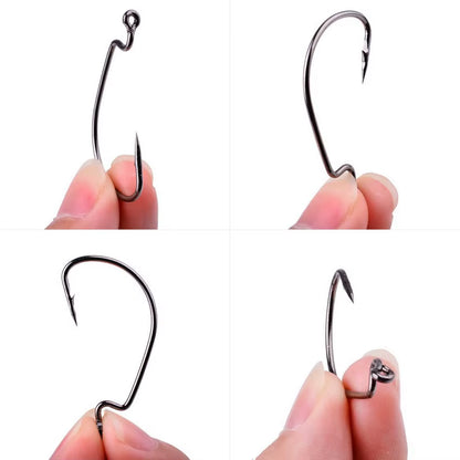 10Pcs/ Box Fishing Hook Offset 8# - 5/0# Crank Hook for Soft Worm Bait Fishhook Crankbait Fishing Tackle Accessories Pesca Hooks