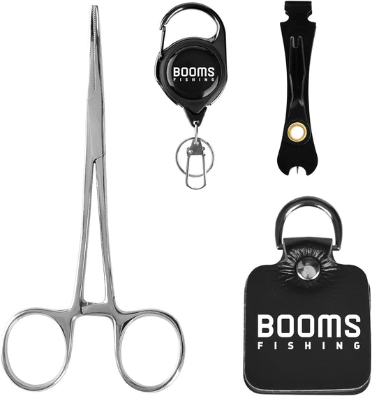 FF2 Fly Fishing Accessories and Tools Kit: Forceps, Nipper, Line Straightener, Zinger, Two-Sided Fly Box Assortment
