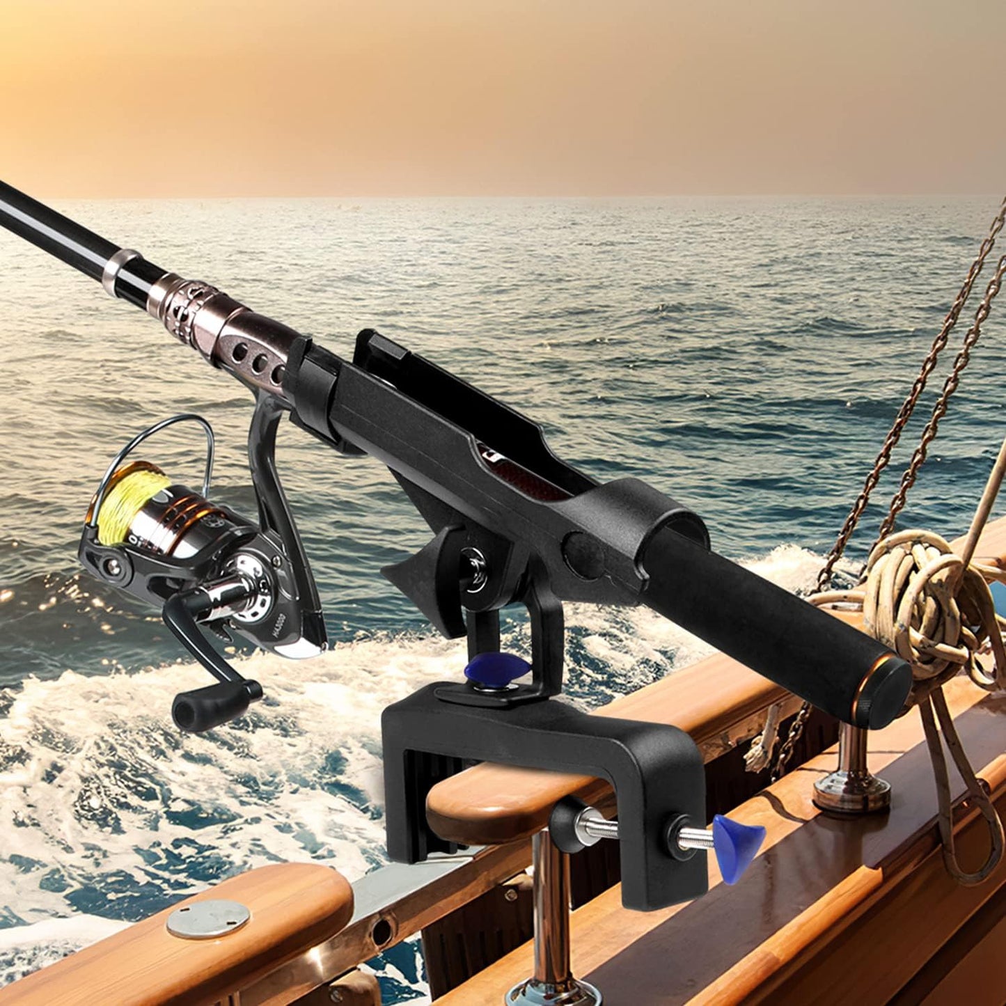 Fishing Boat Rods Holder Large Clamp Opening 360 Degree Adjustable Fishing Rod Racks Folding Holder