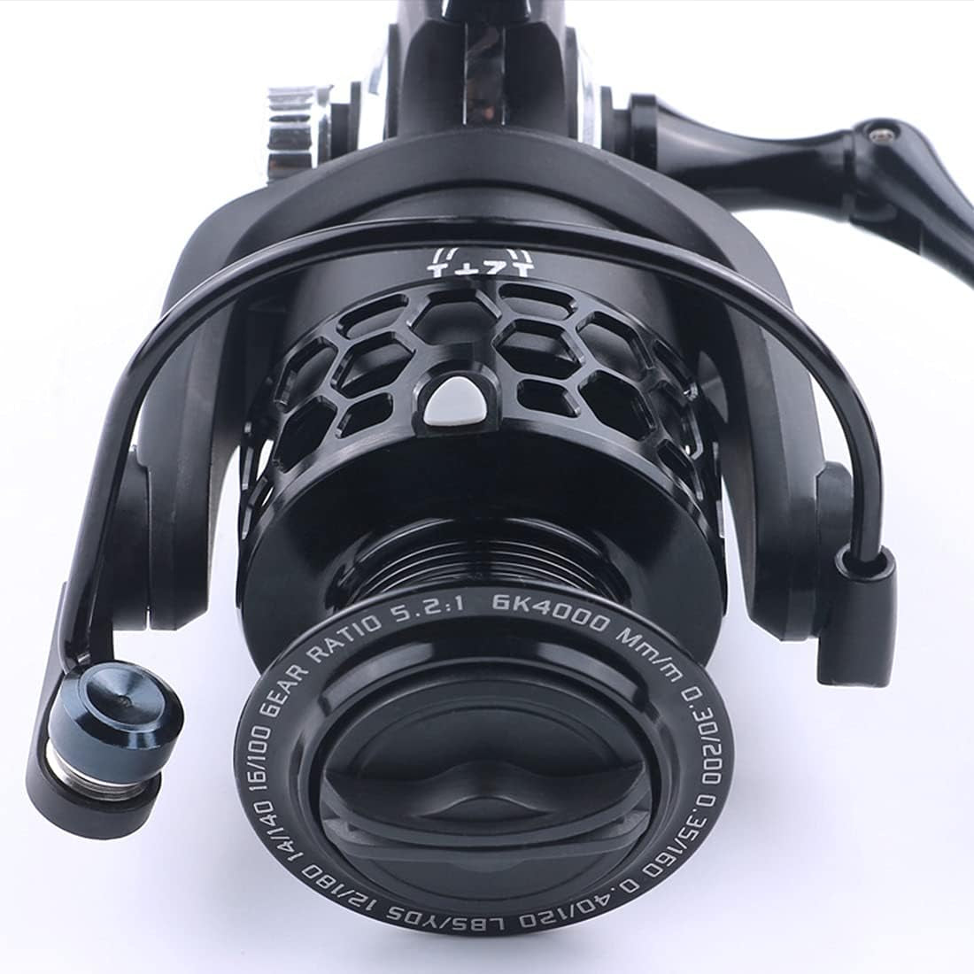 All Aluminum Metal Fishing Reel Powerful GK1000-7000 High Speed 5.2:1 Spinning Reel Ultra Smooth Hollowed Spool for Freshwater Saltwater, GK6000