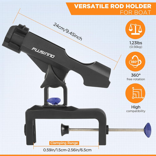 Fishing Boat Rods Holder Large Clamp Opening 360 Degree Adjustable Fishing Rod Racks Folding Holder