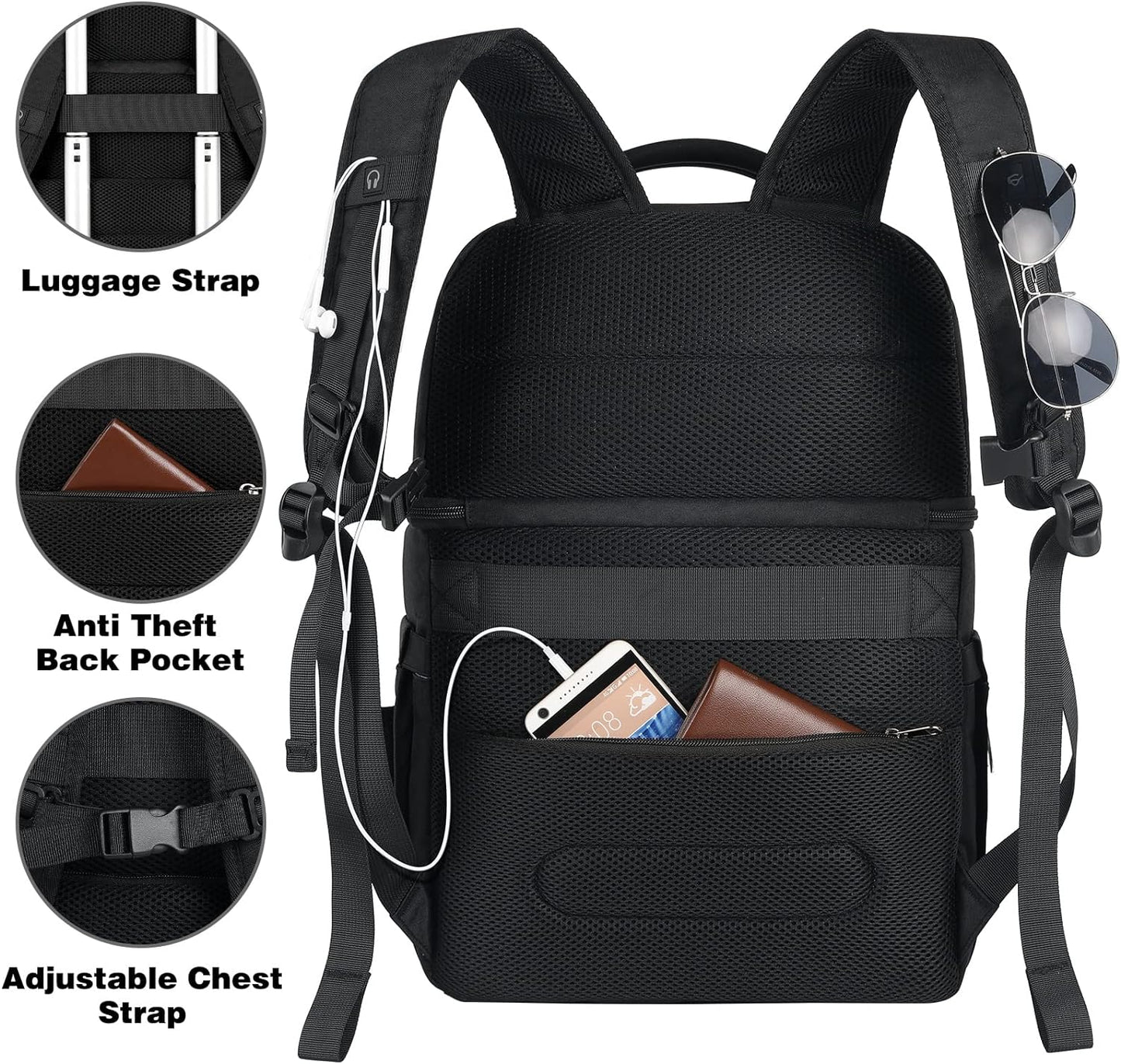 Insulated Leakproof Double Deck Backpack Cooler for Men and Women with RFID Lunch Storage