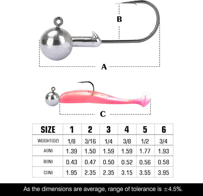 Barb Saltwater Jig Head Hook Bass Freshwater Jigs Hook Lead round Ball Fishing Jig Lead Tackle Sharp