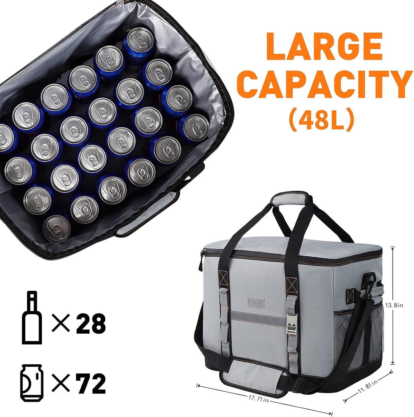 Insulated Leakproof Cooler Backpack - 32 Can Capacity, Double Deck Design, Lightweight and Waterproof for Beach, Camping, and Hiking