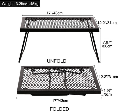 Folding Campfire Grill Heavy Duty Steel Grate, Portable Camp Fire Cooking Racks for over Fire Pit