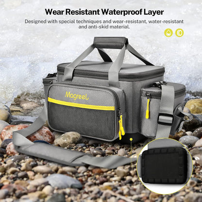 Fishing Tackle Bag, Water-Resistant Polyester Fishing Tackle Storage Shoulder Bag with Padded Shoulder Strap and Non-Slip Base Suitable for 3600 Tackle Box