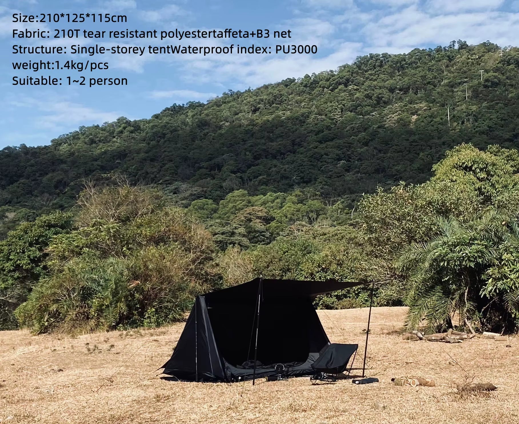 Ultralight Bushcraft Shelter,Brown,Army Green and Black, Backwoods Shelter